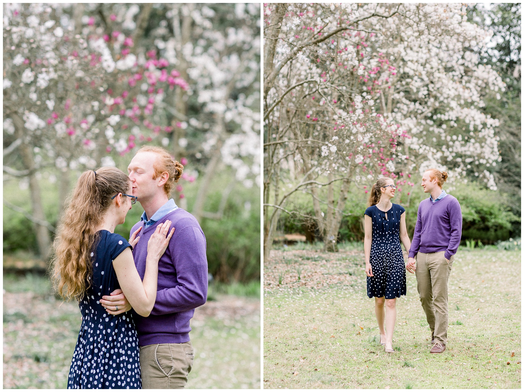 Spring Engagement Session at UNC Chapel Hill Coker Arboretum. North Carolina Wedding Photographer.