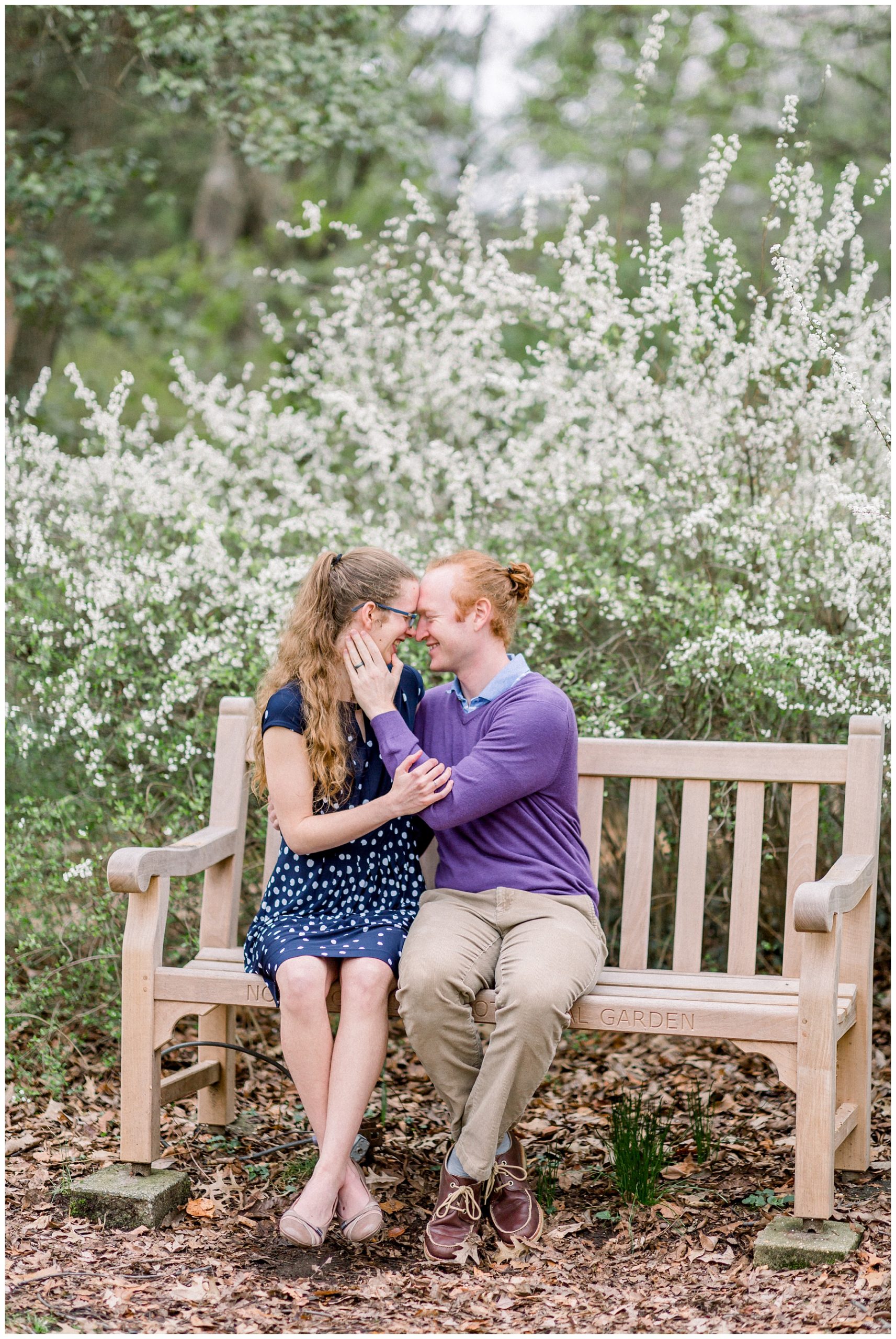 Spring Engagement Session at UNC Chapel Hill Coker Arboretum. North Carolina Wedding Photographer.