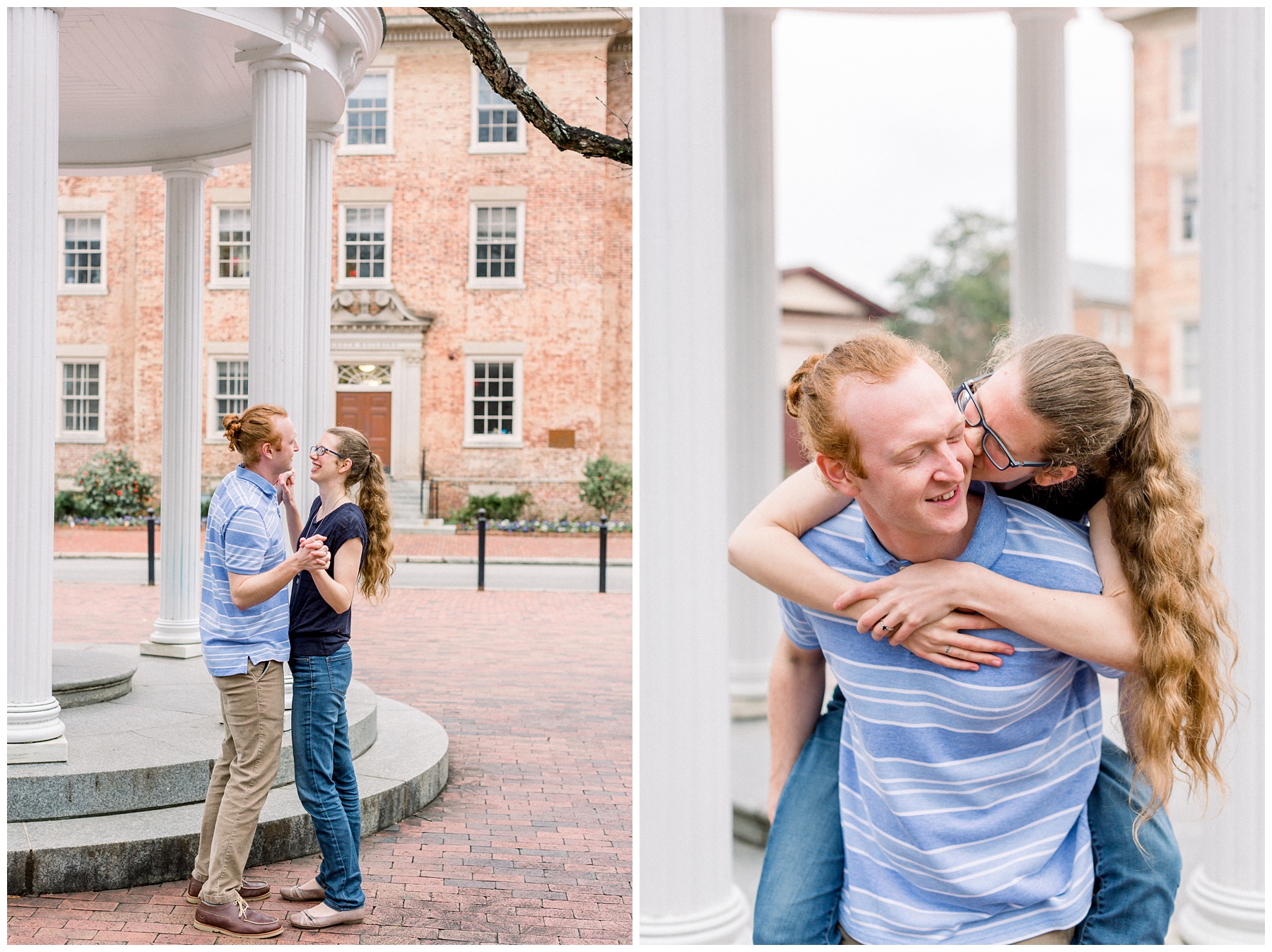 Spring Engagement Session at UNC Chapel Hill at The Well. North Carolina Wedding Photographer.