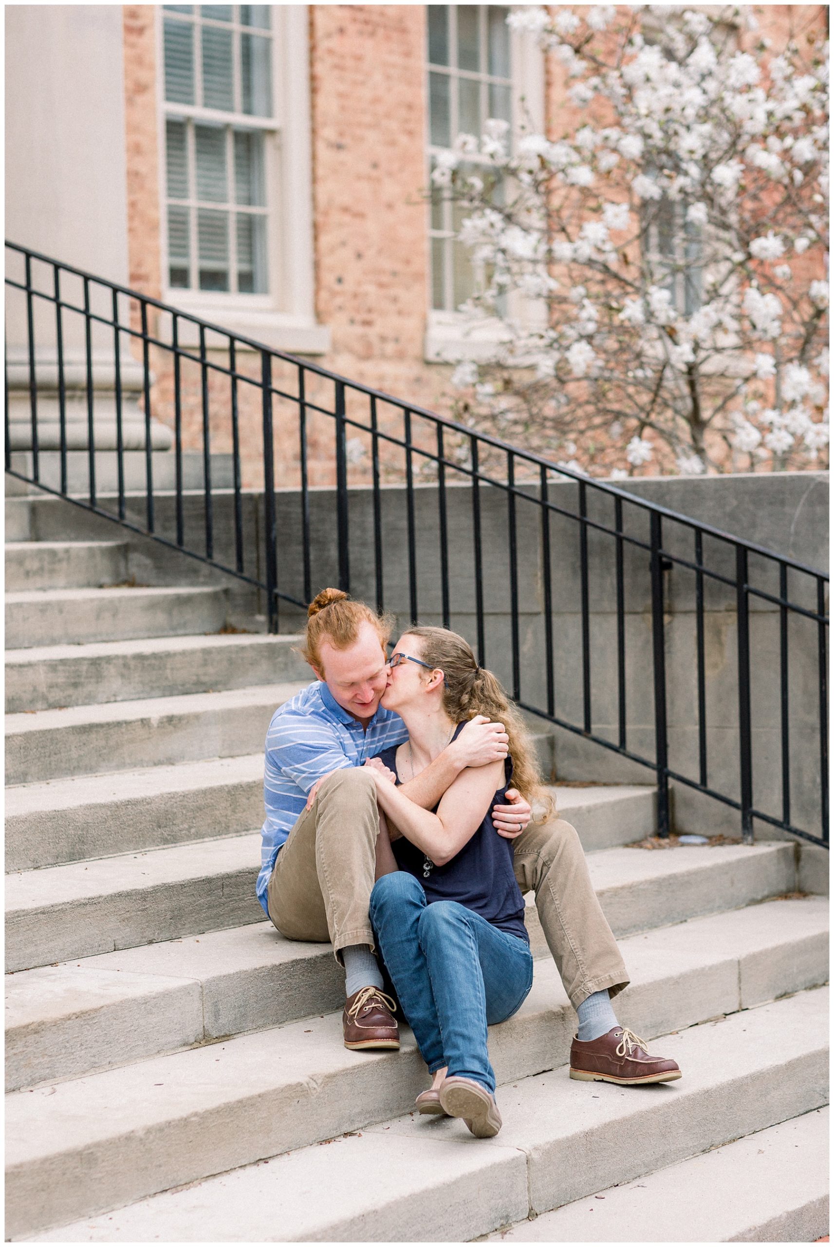 Spring Engagement Session at UNC Chapel Hill at The Well. North Carolina Wedding Photographer.