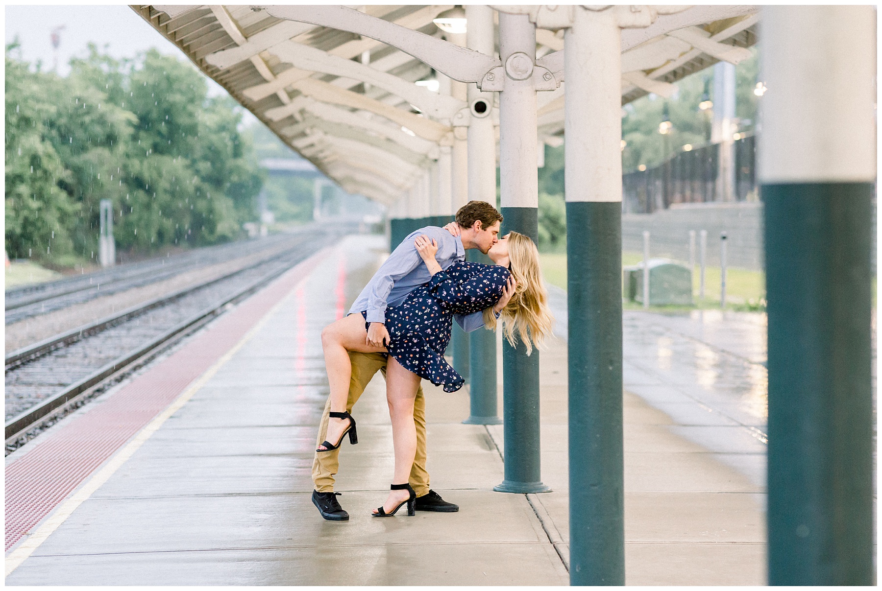 Downtown Fayetteville Rainy Engagement session