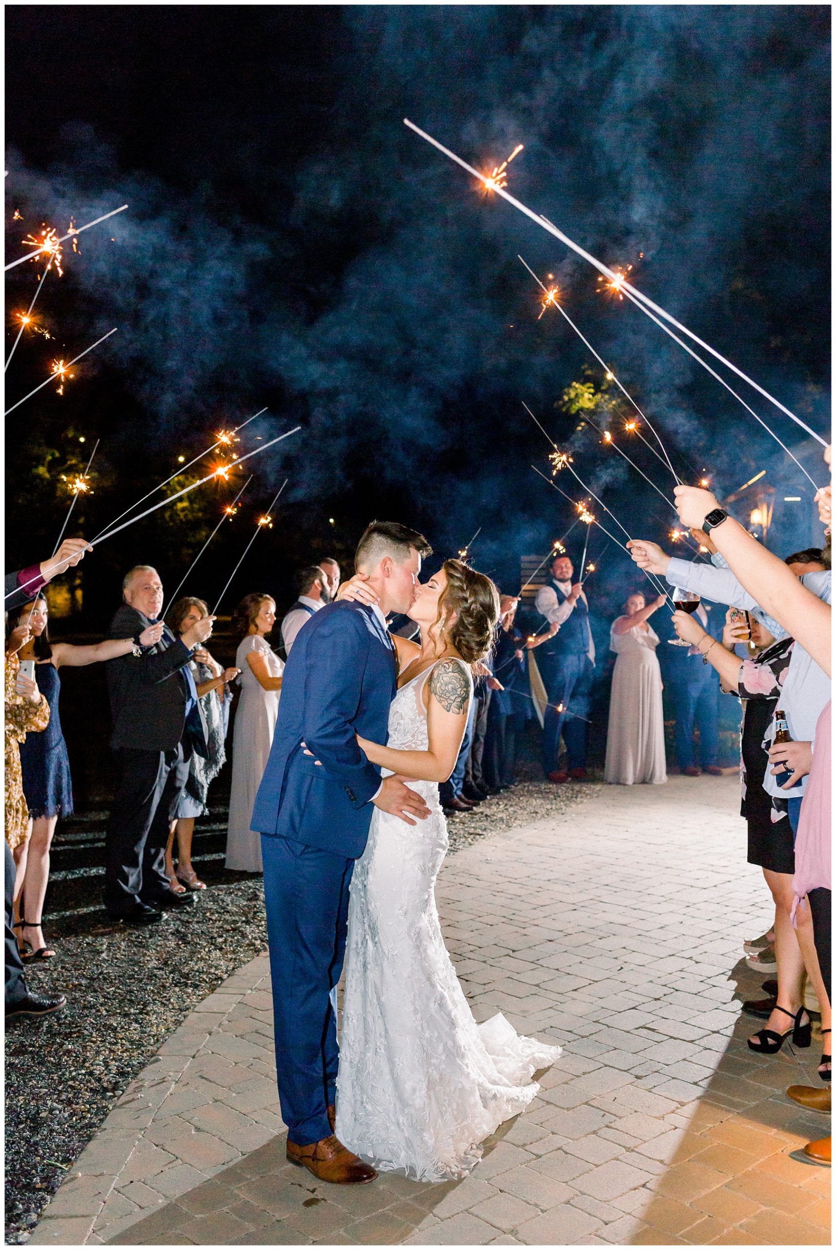 Summerfield Farms wedding sparkler exit. Columbus Ohio Wedding Photographer