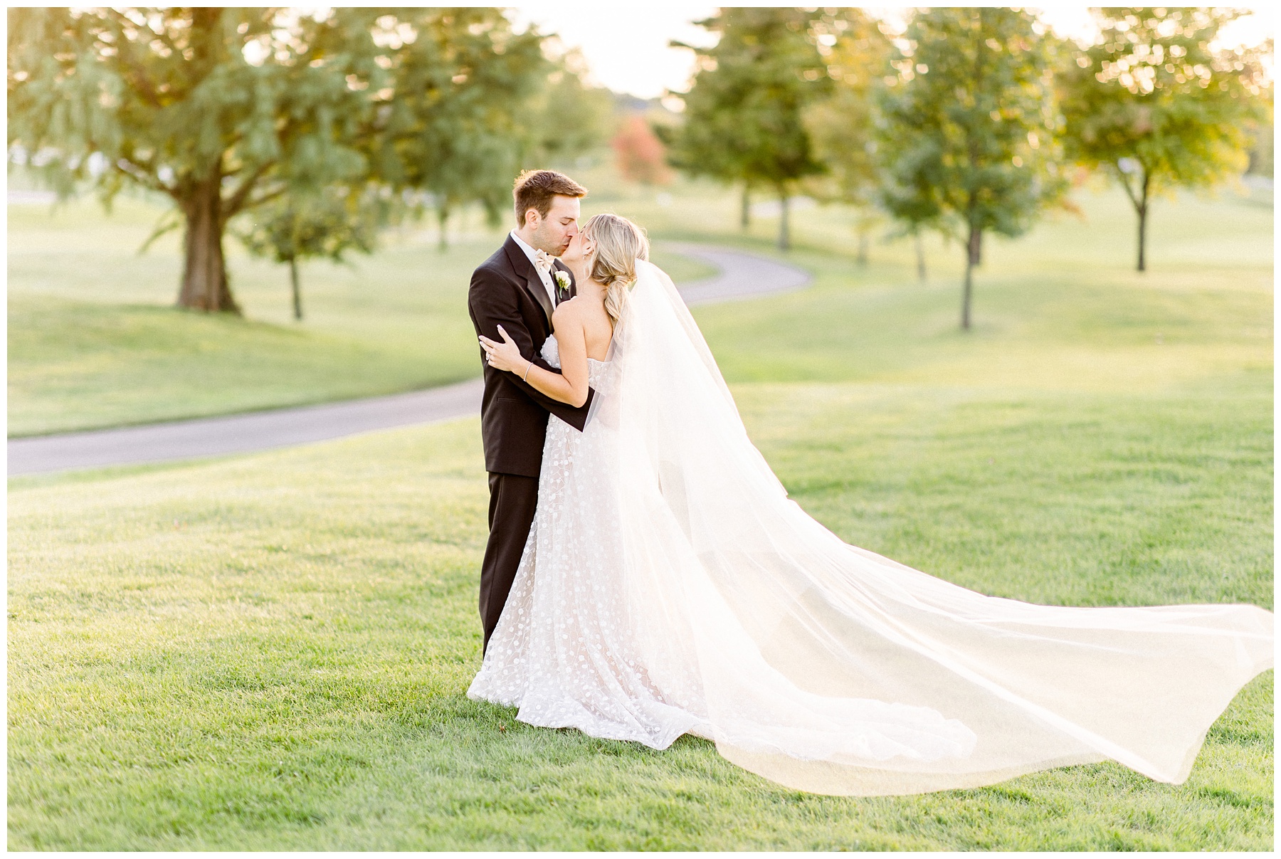 Bride and Groom sunset Portraits at New Albany Country Club in Columbus Ohio. Amanda Eloise Photography